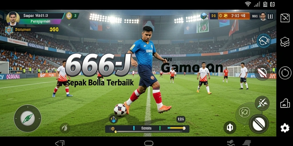 Screenshot gameplay 666J menunjukkan aksi menegangkan di lapangan sepak bola.