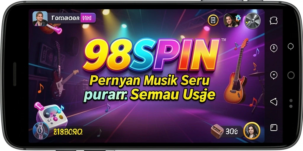 Tampilan gameplay 98SPIN dengan berbagai tantangan musik.