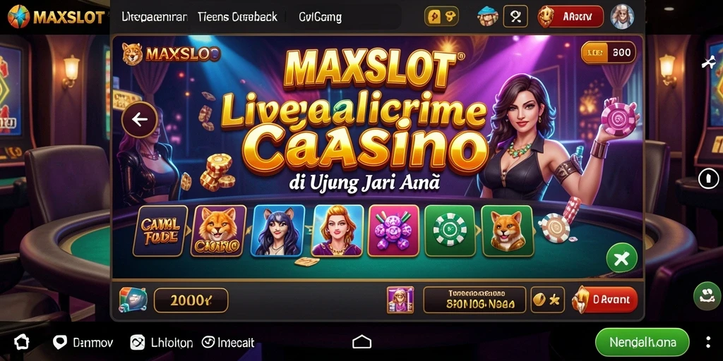 Tampilan utama MAXSLOT yang menampilkan dealer dan permainan Live Casino.