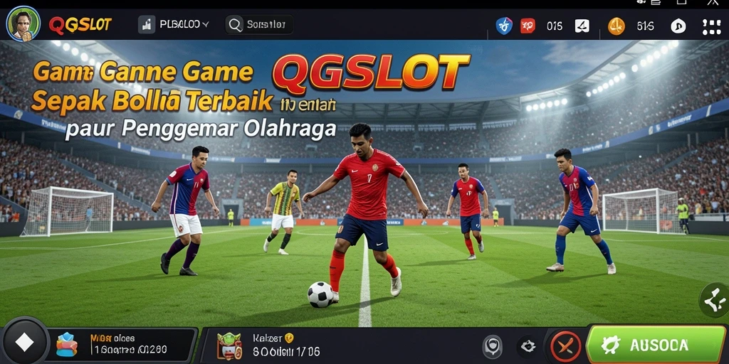 Screenshot gameplay QQSLOT yang menampilkan aksi sepak bola yang mendebarkan.